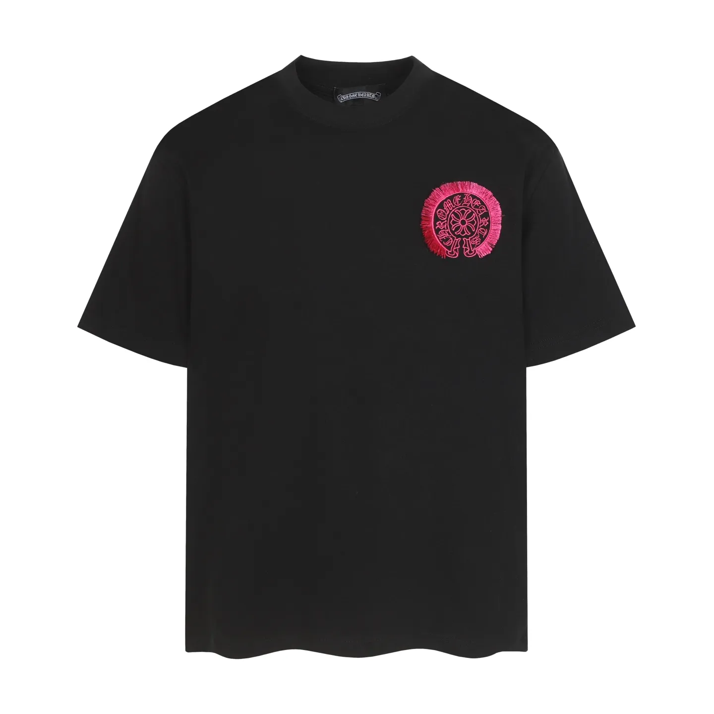 P160 💰 Actual pictures [High-end quality] Code: 8913# Color: Black White Size: S to XXL 2026ss Internet celebrity cross🔥New Chrome Hearts 320g customized fabric Chrome heart round neck short sleeves Use personalized embroidered tassel technology Loose version for men and women